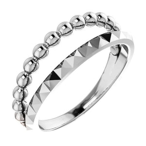 White Gold Beaded Geometric Ring