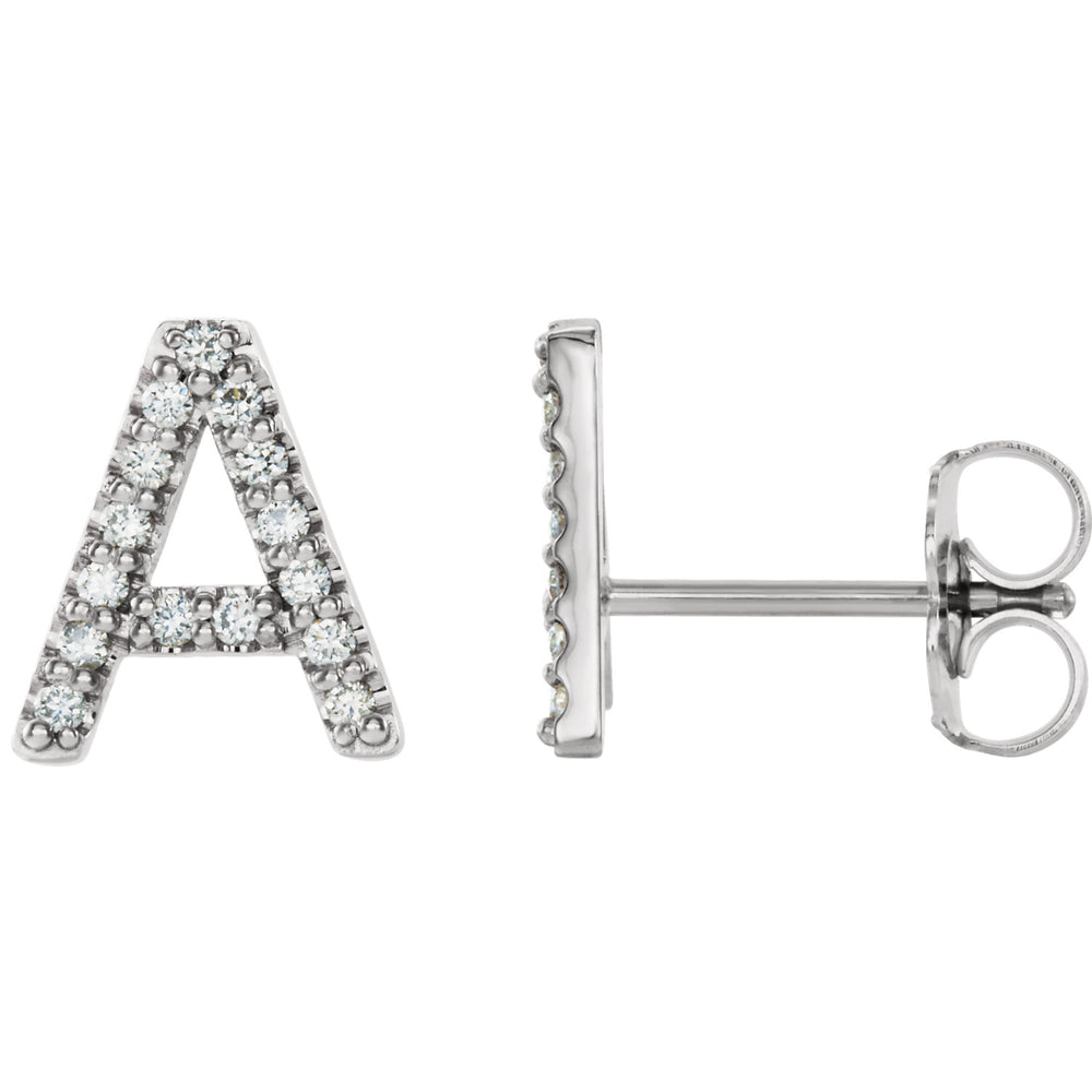 White Gold letter A earrings