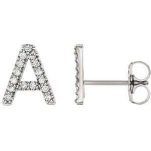 White Gold letter A earrings