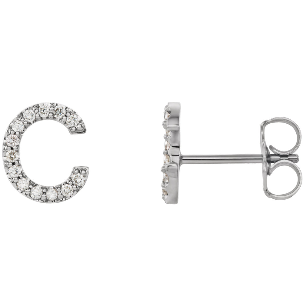 White Gold Letter C Earrings