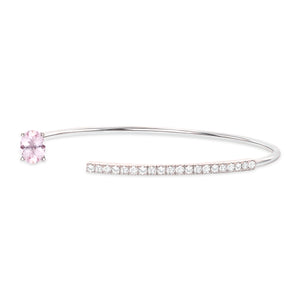 white gold pink sapphire and diamond bangle cuff