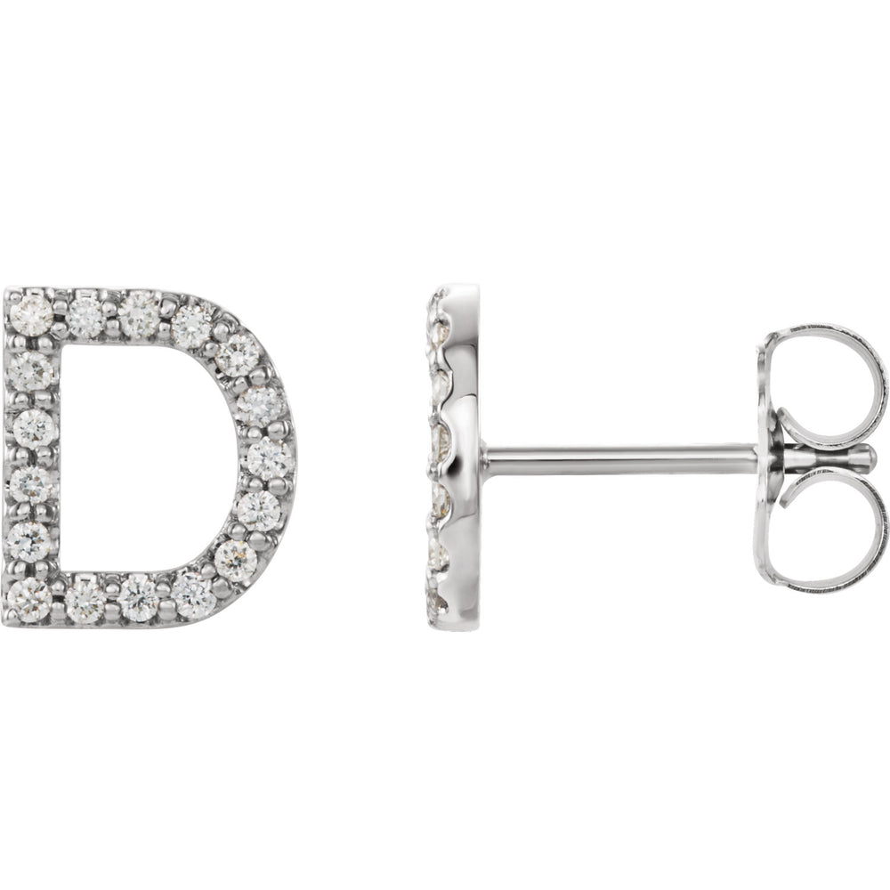 White Gold Letter D Earrings