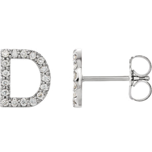 White Gold Letter D Earrings