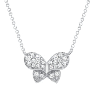 white gold diamond bow necklace
