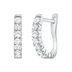 white gold diamond huggie hoop earrings
