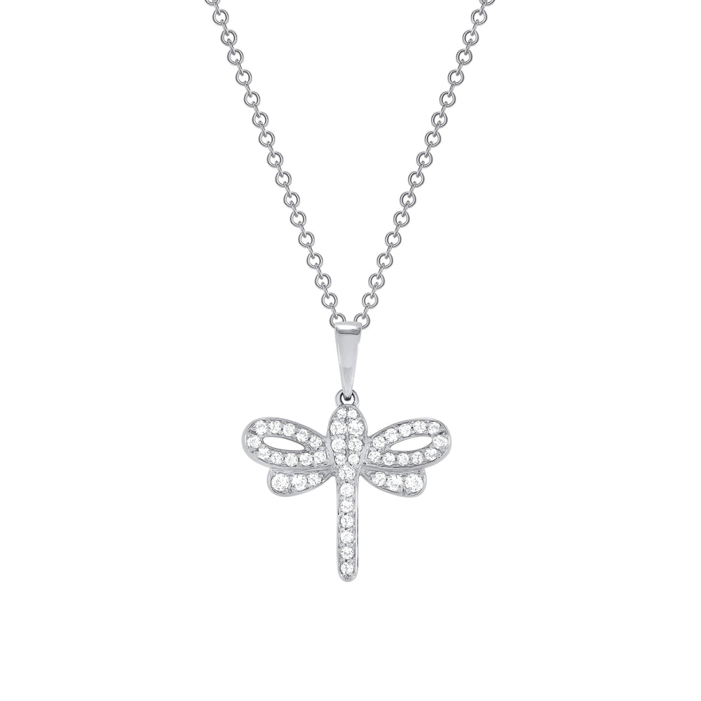 white gold diamond dragonfly pendant necklace