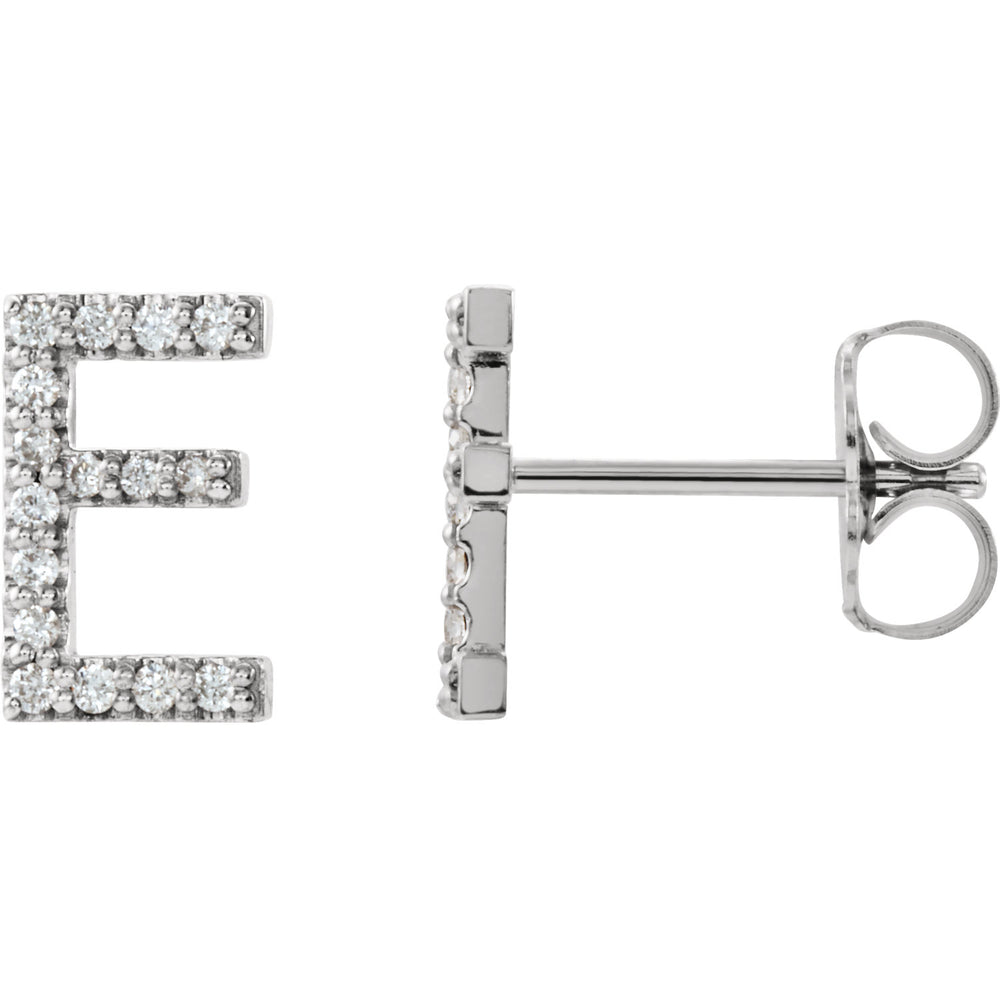 White Gold Letter E earrings