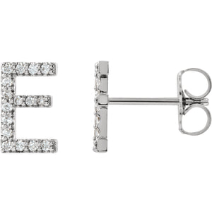 White Gold Letter E earrings