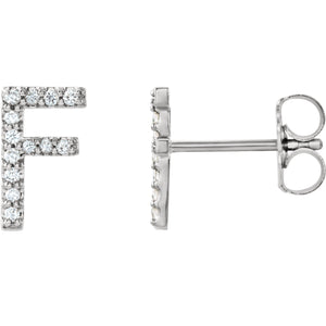 White Gold Letter F Earrings