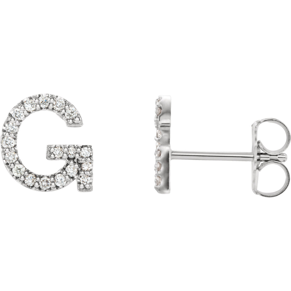 White Gold Letter G Earrings