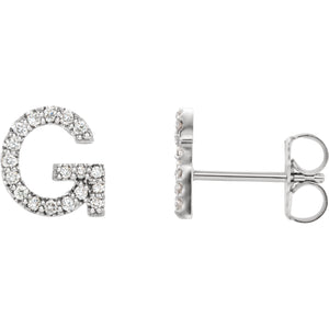 White Gold Letter G Earrings