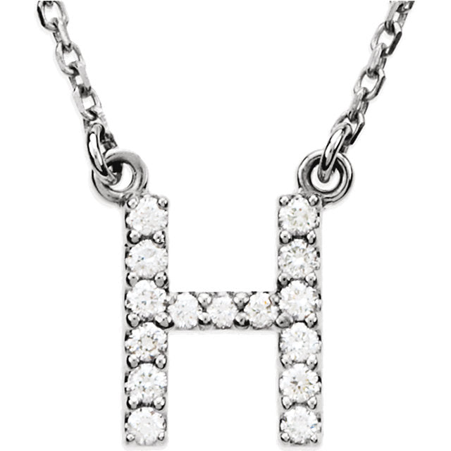 white gold letter h necklace