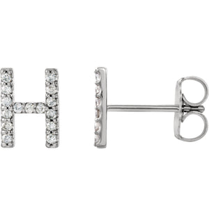 White Gold Letter H earrings