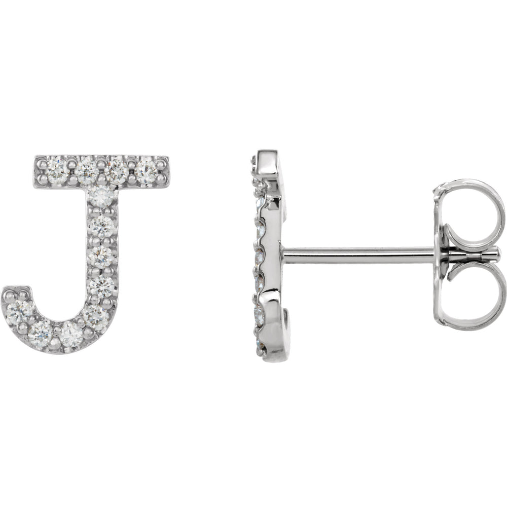 White Gold Letter J earrings