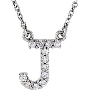 white gold letter j necklace