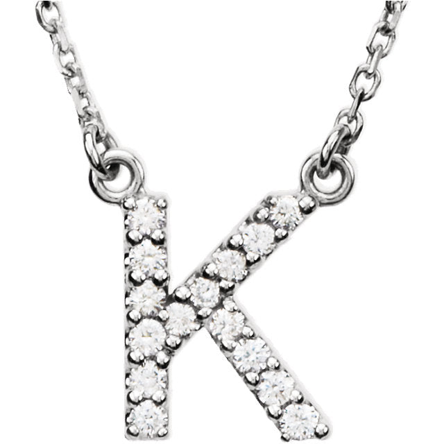 white gold letter k necklace