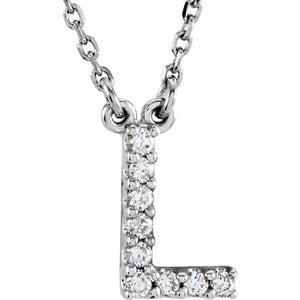 white gold letter l necklace