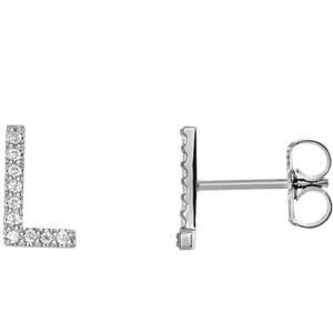 White Gold Letter L earrings