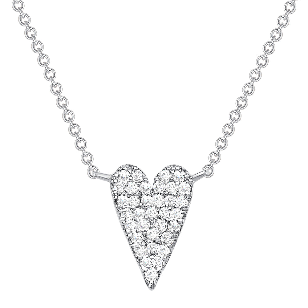 white gold long diamond heart necklace