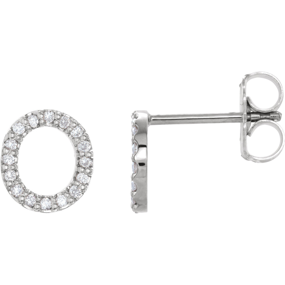 White Gold Letter O Earrings