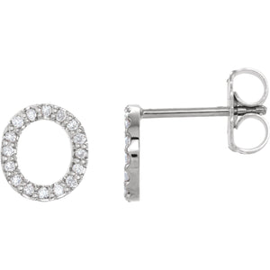 White Gold Letter O Earrings