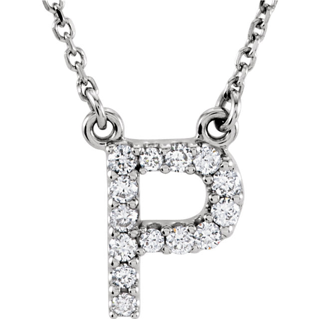 white gold letter p necklace
