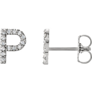 White Gold Letter P earrings