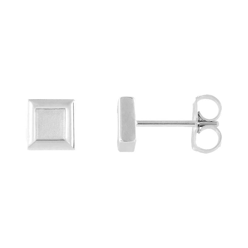 14k white gold petite gold square earrings
