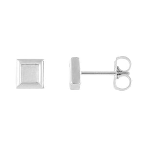 14k white gold petite gold square earrings