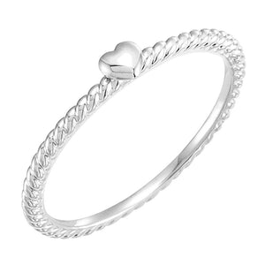 white gold yellow gold rope heart ring