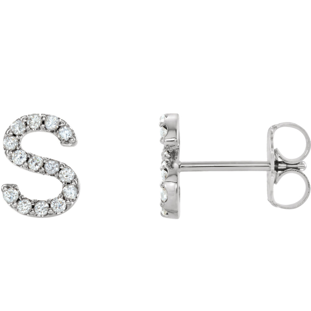 White Gold Letter S earrings