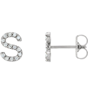 White Gold Letter S earrings