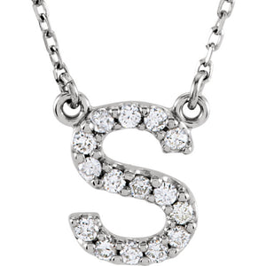 white gold letter s necklace