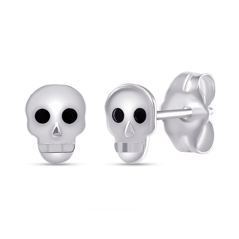 white gold skull earrings