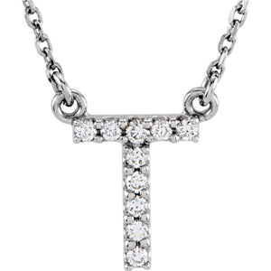 White Gold letter T necklace
