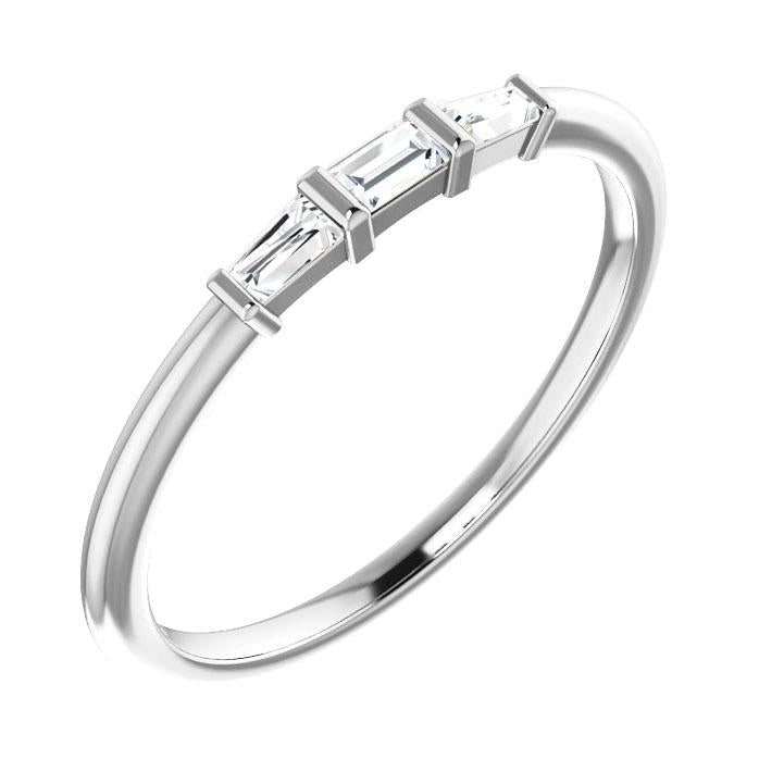 14k white baguette diamond ring