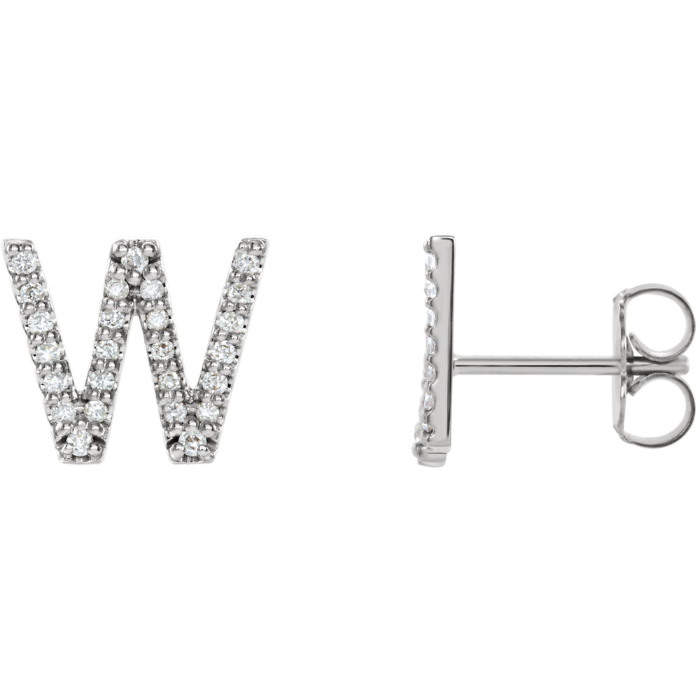 White Gold Letter W Earrings