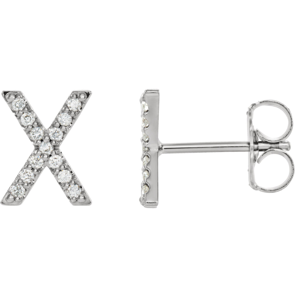 White Gold Letter X Earrings
