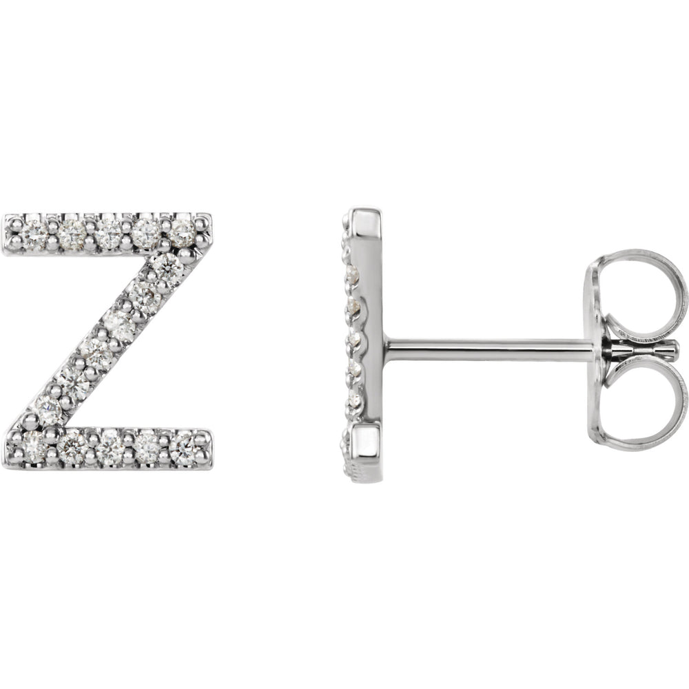 White Gold Letter Z Earrings