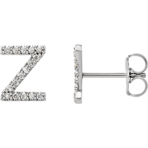 White Gold Letter Z Earrings