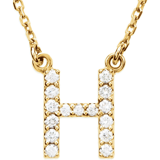 yellow gold letter h necklace
