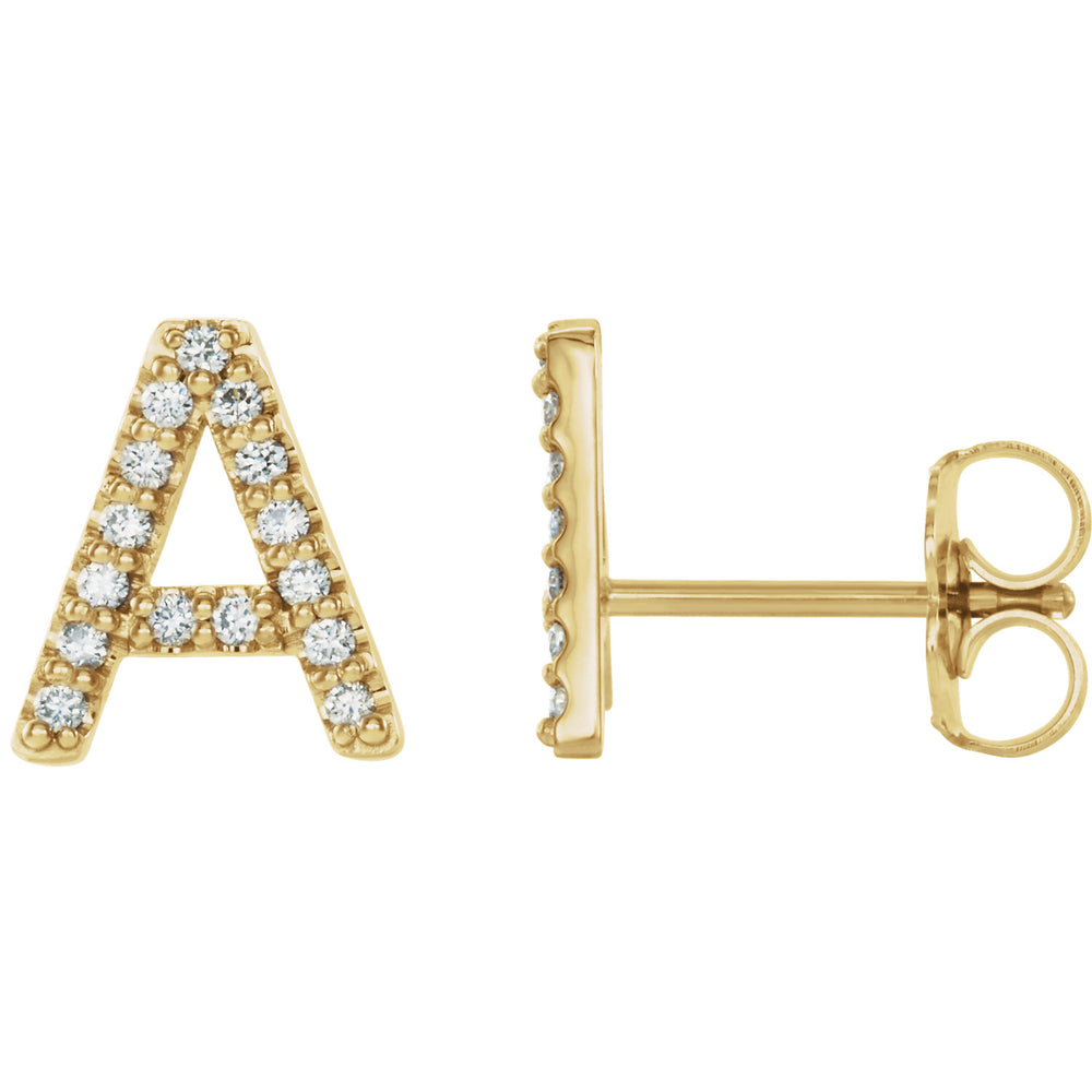 Yellow Gold Letter A Earrings