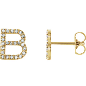 Yellow Gold Letter B Earrings