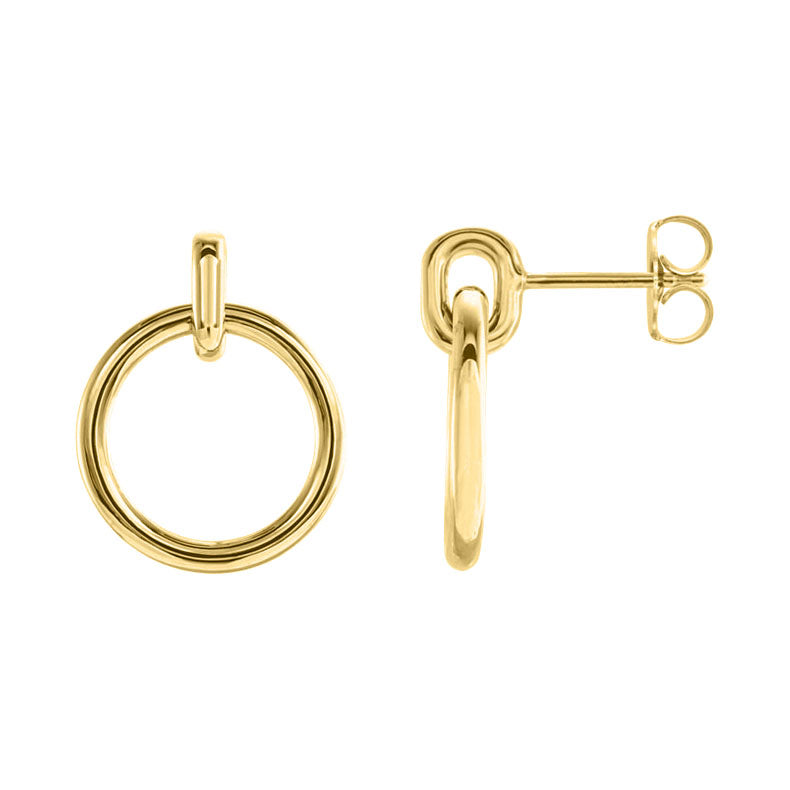 14k yellow gold circle dangle earrings