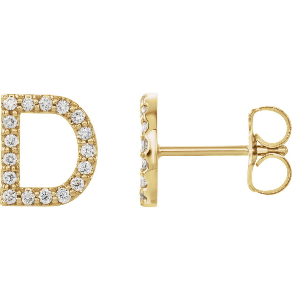 Yellow Gold Letter D Earrings
