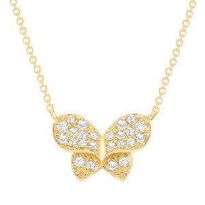 yellow gold diamond bow necklace
