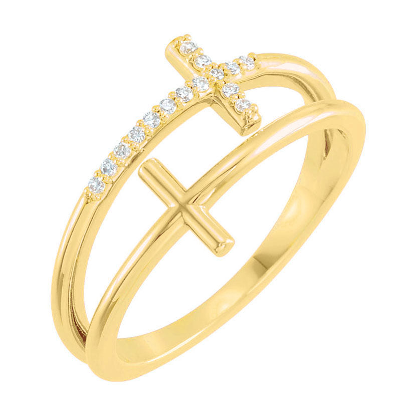 Double Cross Diamond Ring