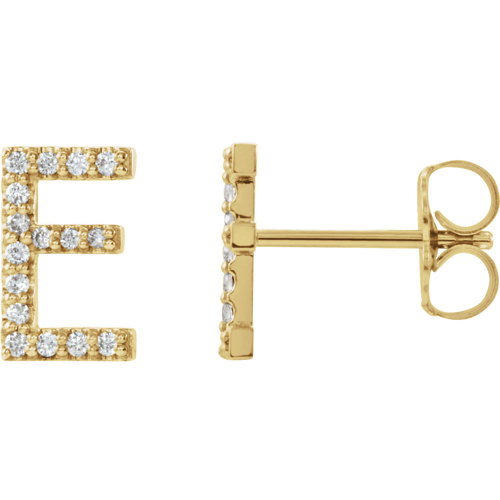 Yellow Gold Letter E earrings