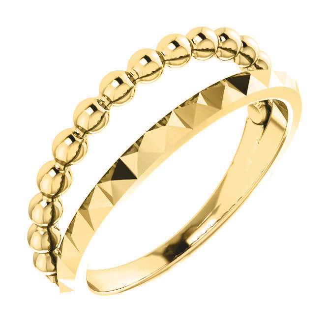 Yellow Gold Beaded Geometric Ring