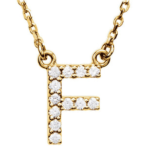 yellow gold letter f necklace